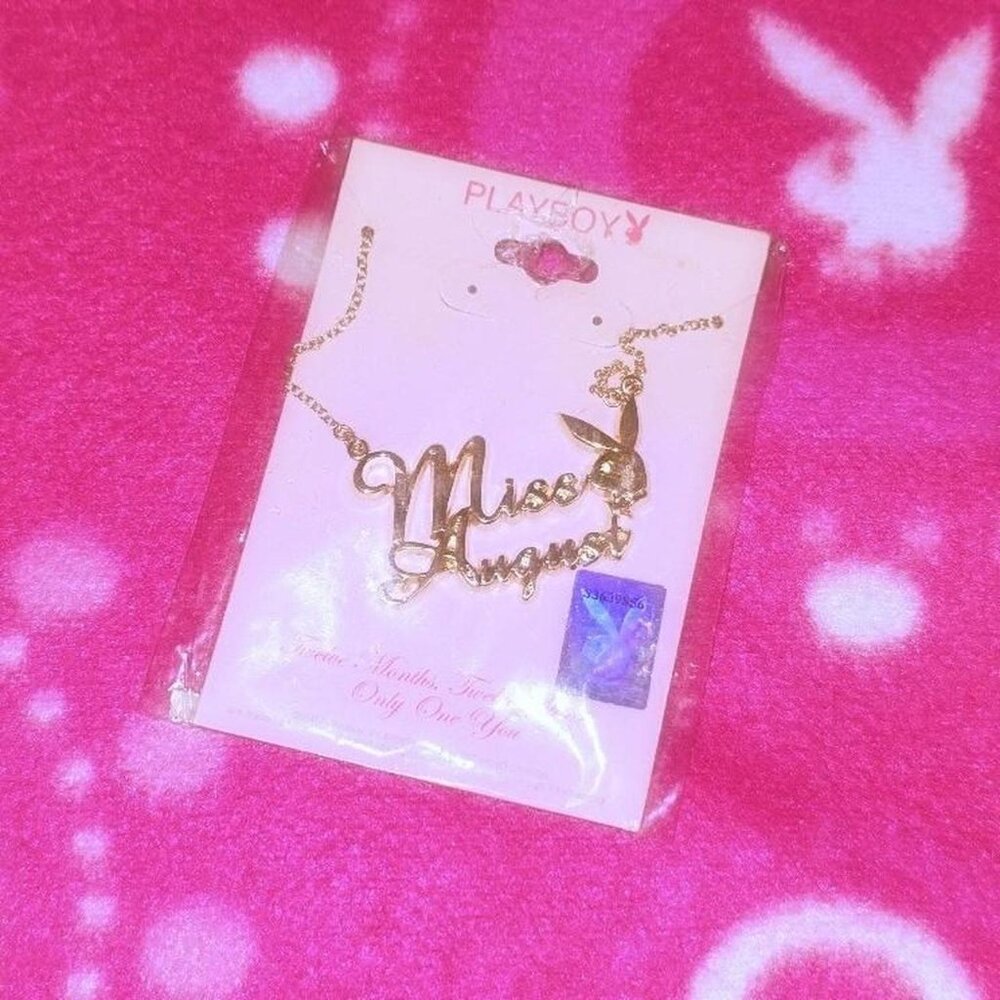 SOLD!! SEALED Rare Playboy Playmate Of The Month Gold Necklace - Miss August